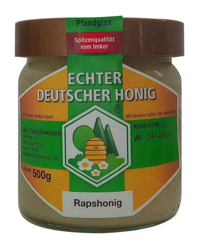 Originalglas Rapshonig der Artland Imkerei Diekmann